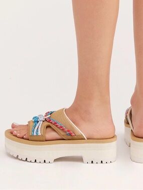 Teva Indio Carabiner Slide Rope Platform Sandals Sz 9